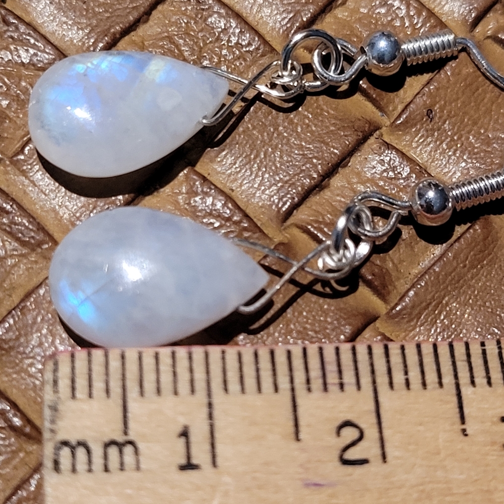 🌈 Rainbow Flash Moonstone (15mmx8mm) Teardrop Earrings
